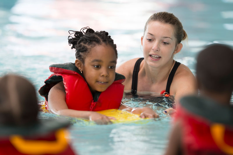 Water safety for parents - kids in pool with instructor